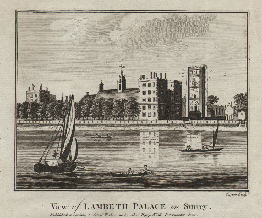 Associate Product View of Lambeth Palace, London. THORNTON 1784 old antique print picture
