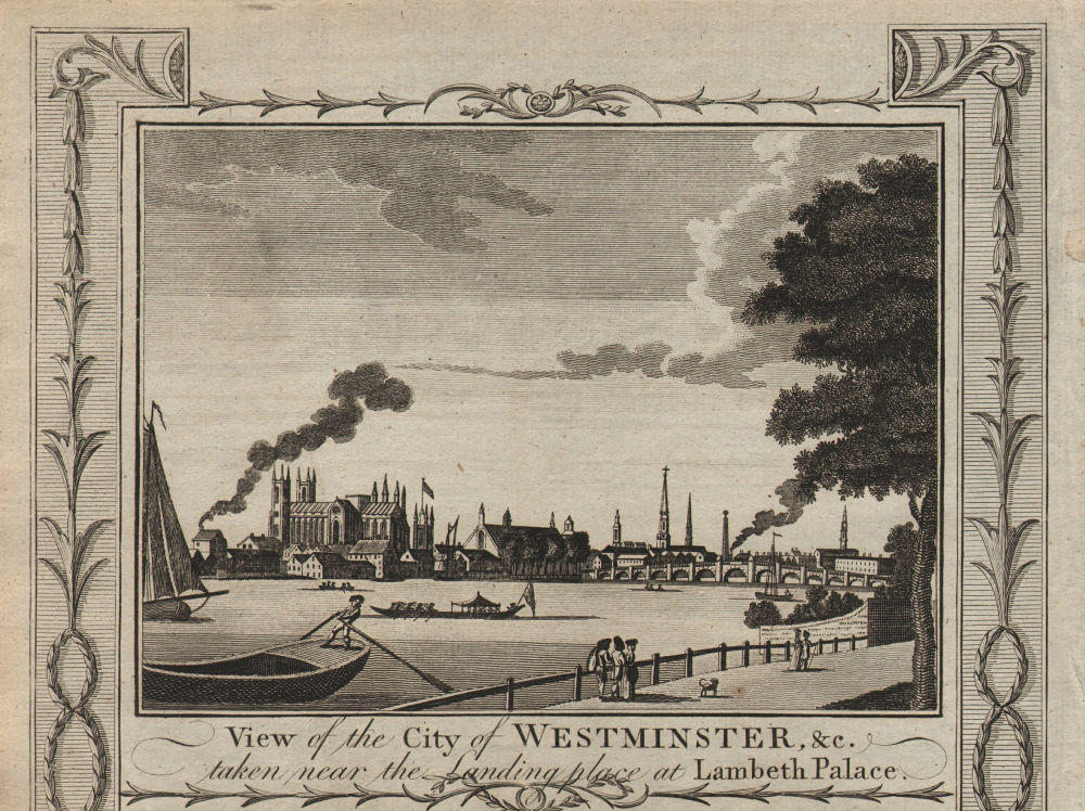 View of Westminster from Lambeth Palace. Abbey, Hall & Bridge. THORNTON 1784