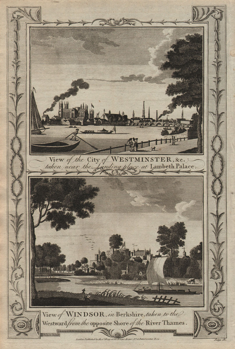 View of Westminster from Lambeth Palace. Windsor from the Thames. THORNTON 1784