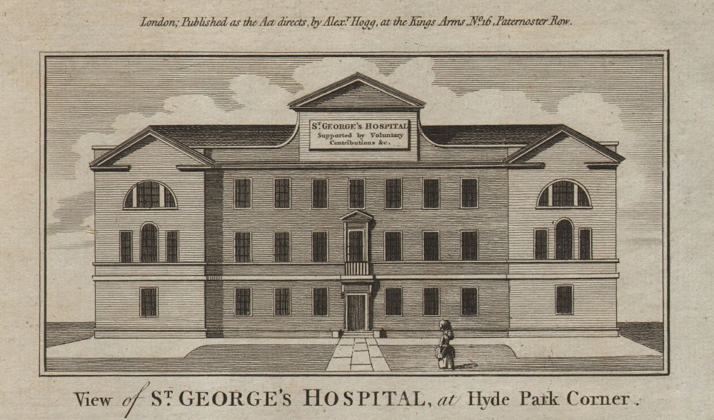 St George's Hospital Hyde Park Corner, now the Lanesborough Hotel. THORNTON 1784