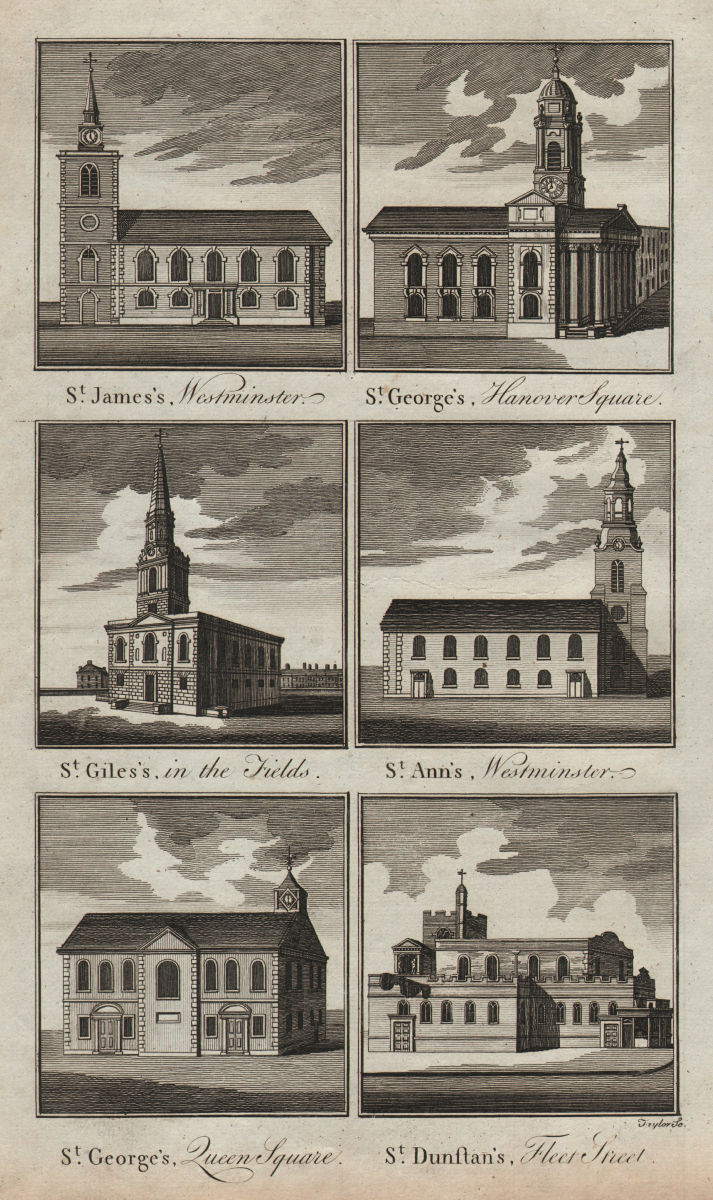 WESTMINSTER & CAMDEN CHURCHES. St James George Giles Anne Soho Dunstan 1784