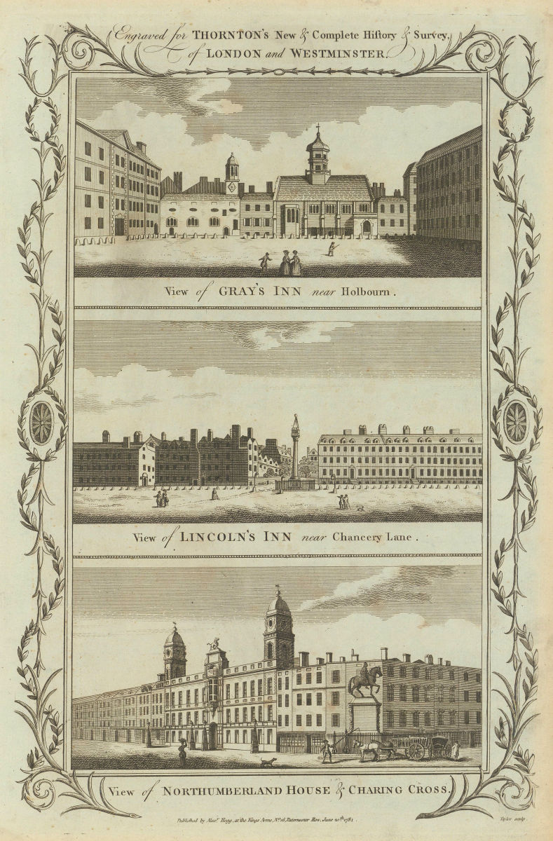 Grays Inn. Lincoln's Inn. Northumberland House & Charing Cross. THORNTON 1784