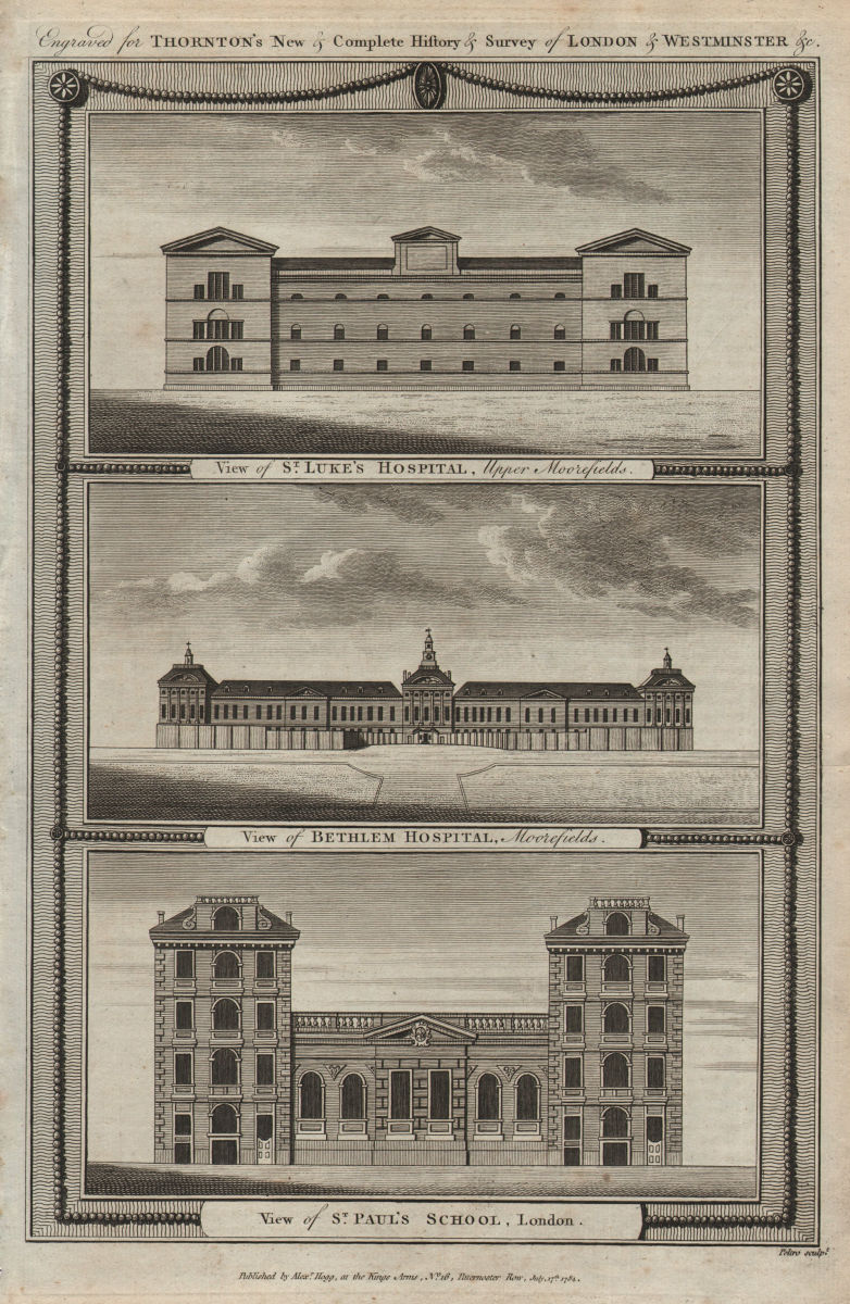 CITY OF LONDON. St Paul's school. Bethlem & St Luke's Hospitals. Moorfields 1784