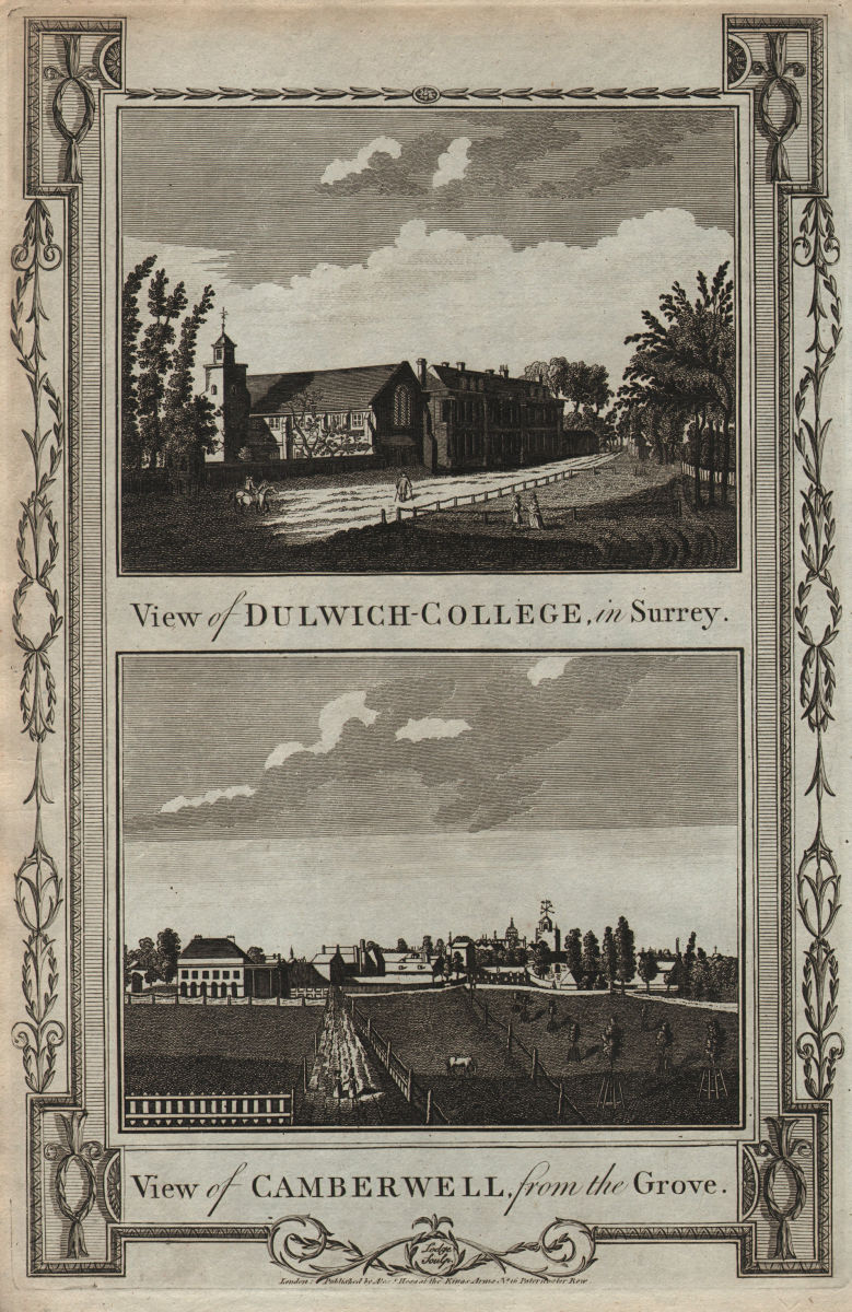Associate Product Dulwich College. Camberwell from the Grove, with St Giles church. THORNTON 1784