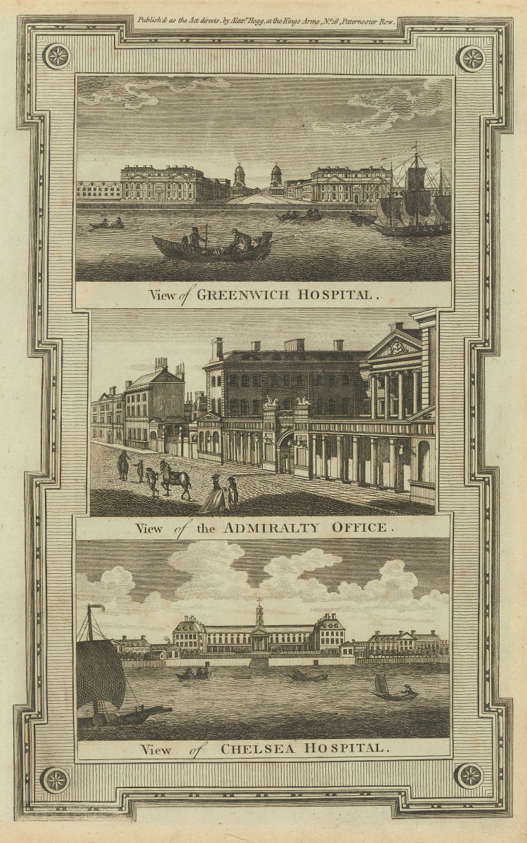 Associate Product Greenwich Hospital. Admiralty, Whitehall. Royal Hospital Chelsea. THORNTON 1784