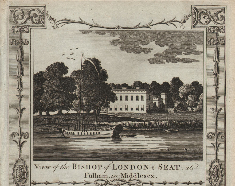 The Bishop of London's Seat, Fulham Palace. THORNTON 1784 old antique print