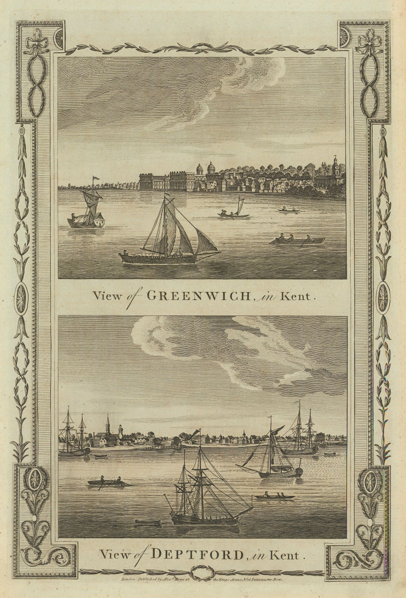 Views of Greenwich & Deptford. St Paul's church. Naval College. THORNTON 1784