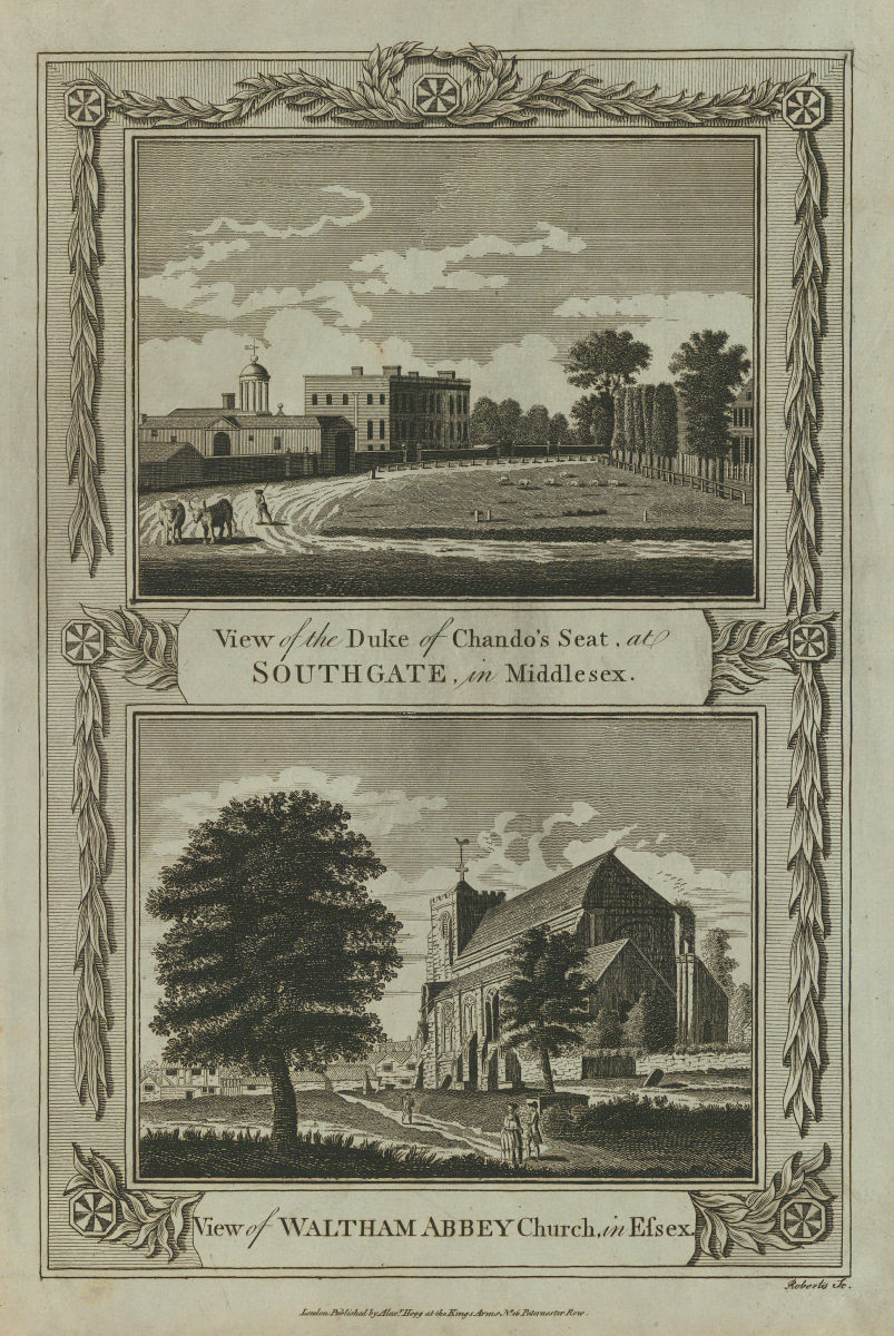 Minchington Hall, Southgate Green. Waltham Abbey Church, Essex. THORNTON 1784