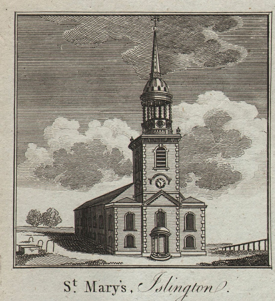 Associate Product St. Mary's church, Islington. SMALL. THORNTON 1784 old antique print picture
