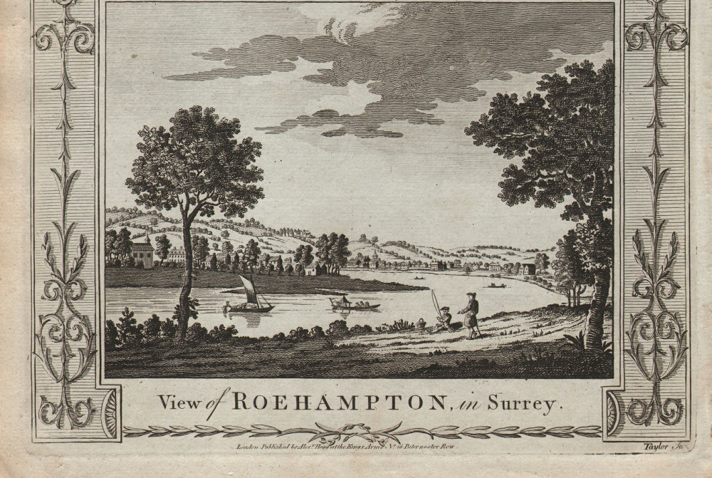 Associate Product View of Roehampton, in Surrey. Mortlake & Grove Park. THORNTON 1784 old print