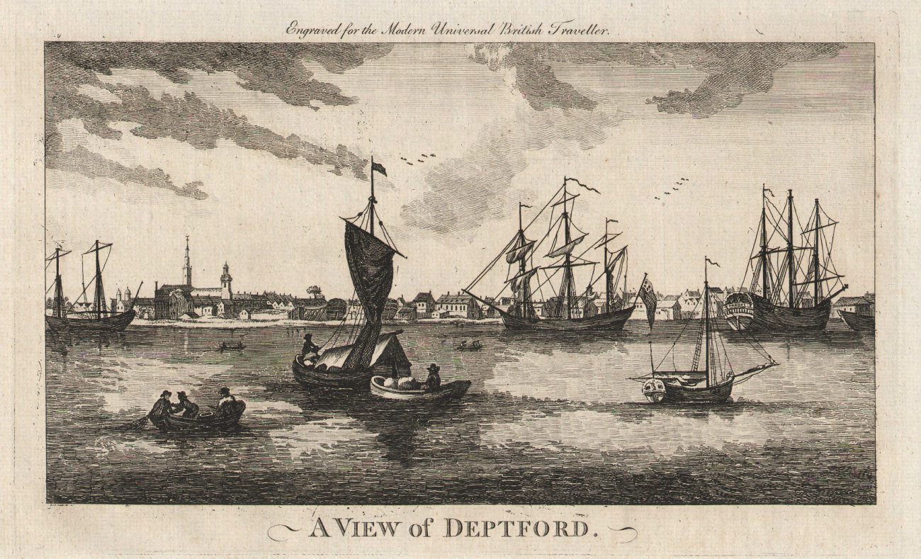 Associate Product A view of Deptford & St Paul's church, London. Sailing boats. BURLINGTON 1779