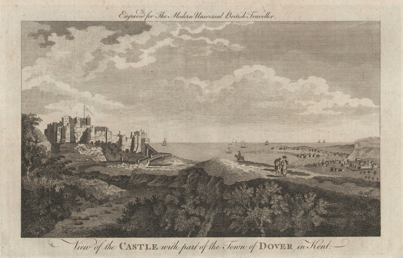 Associate Product View of the castle with part of the town of Dover in Kent. BURLINGTON 1779