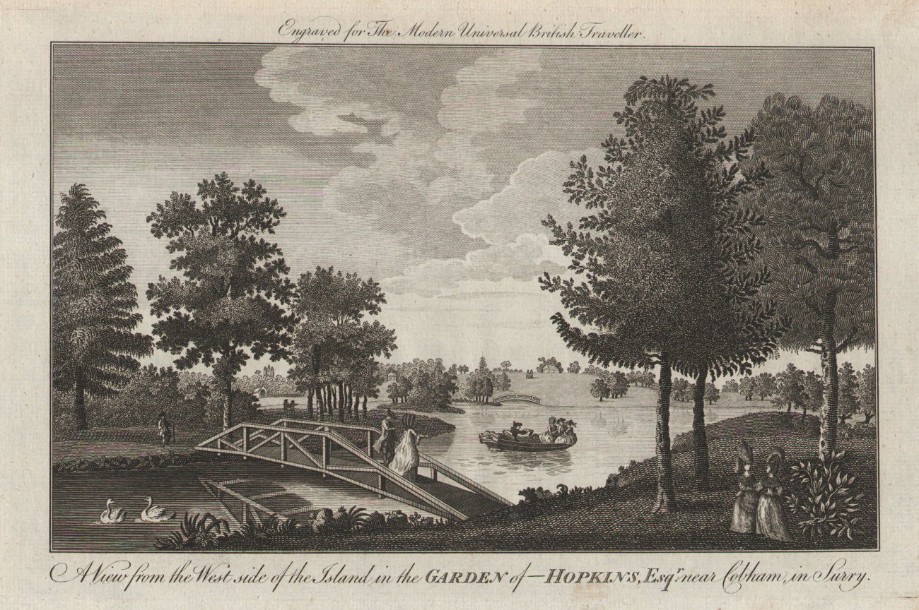 Associate Product Painshill Park, Cobham, Surrey. Garden/island view. Hopkins. BURLINGTON 1779