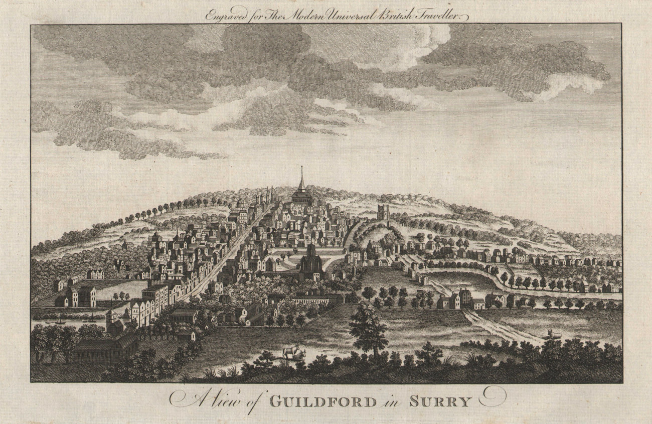 Associate Product A view of the town of Guildford in Surrey. BURLINGTON 1779 old antique print