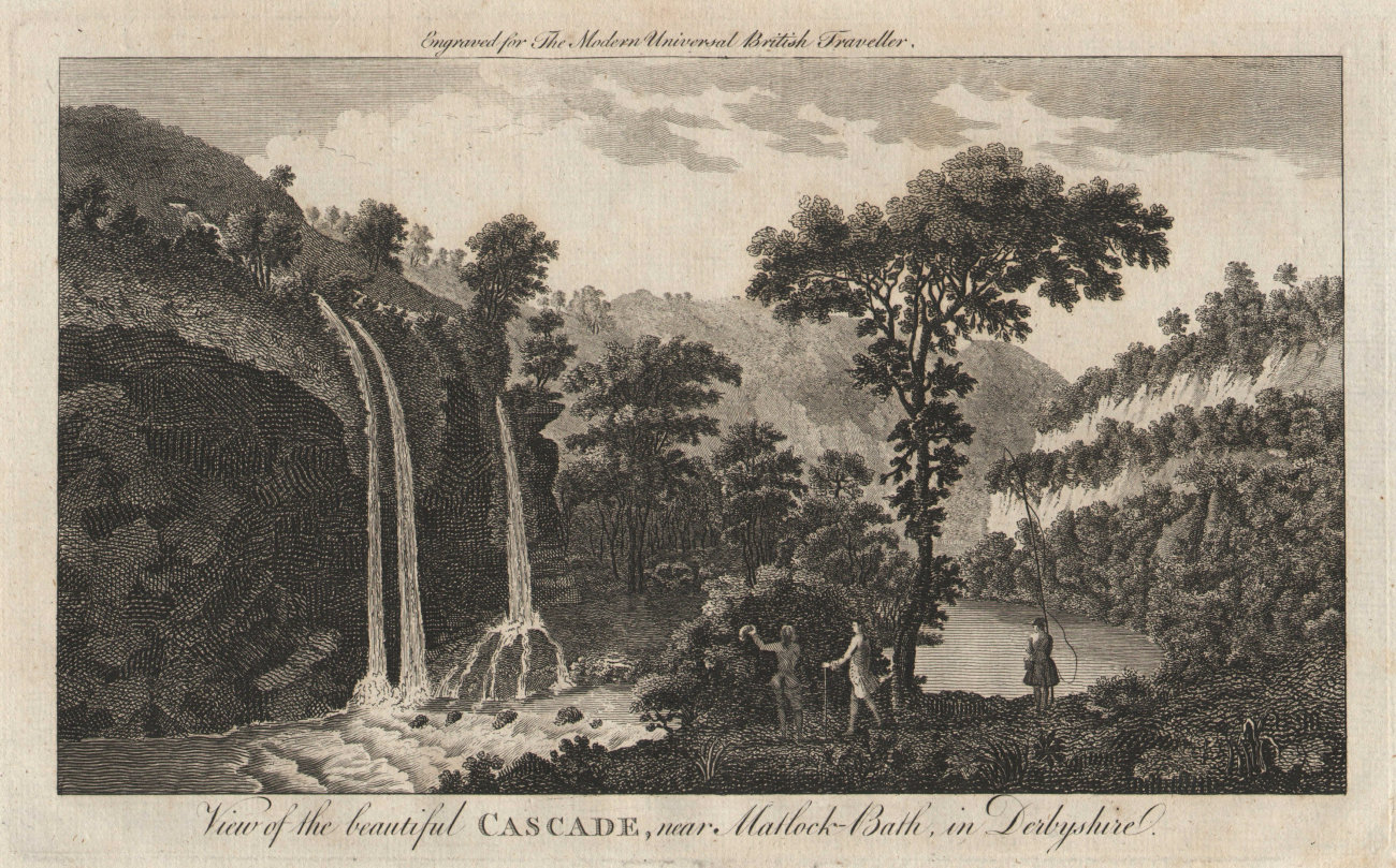 Associate Product View of the beautiful cascade near Matlock Bath in Derbyshire. BURLINGTON 1779