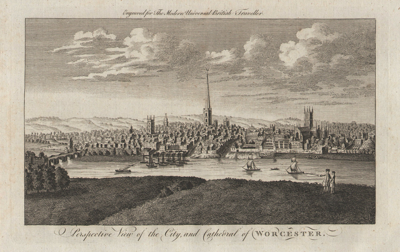 Associate Product View of the city & cathedral of Worcester. Worcestershire. BURLINGTON 1779