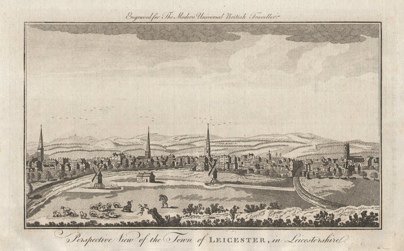 Associate Product Perspective view of the town of Leicester, in Leicestershire. BURLINGTON 1779