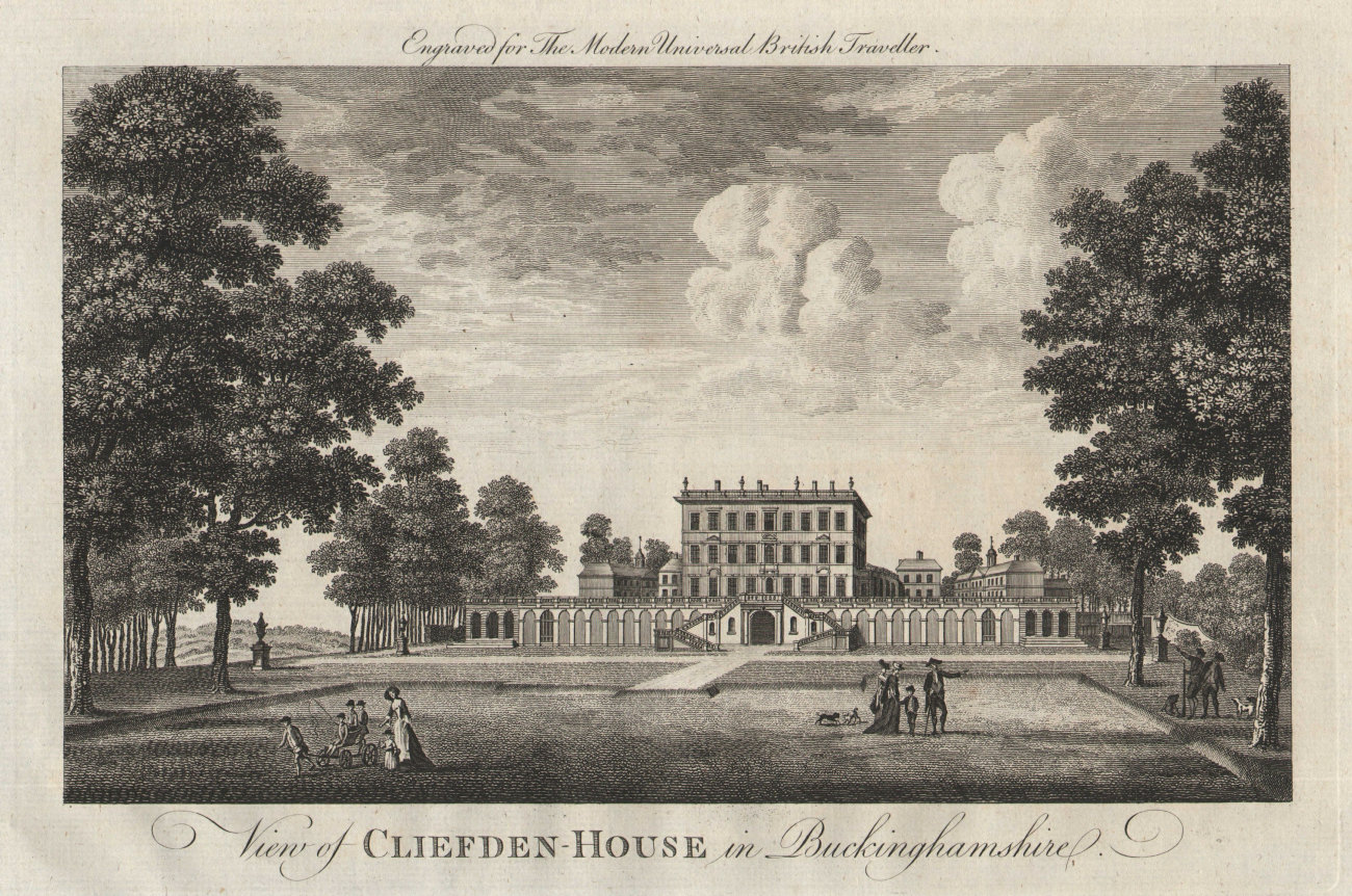 View of Cliefden House in Buckinghamshire. Cliveden. BURLINGTON 1779 old print