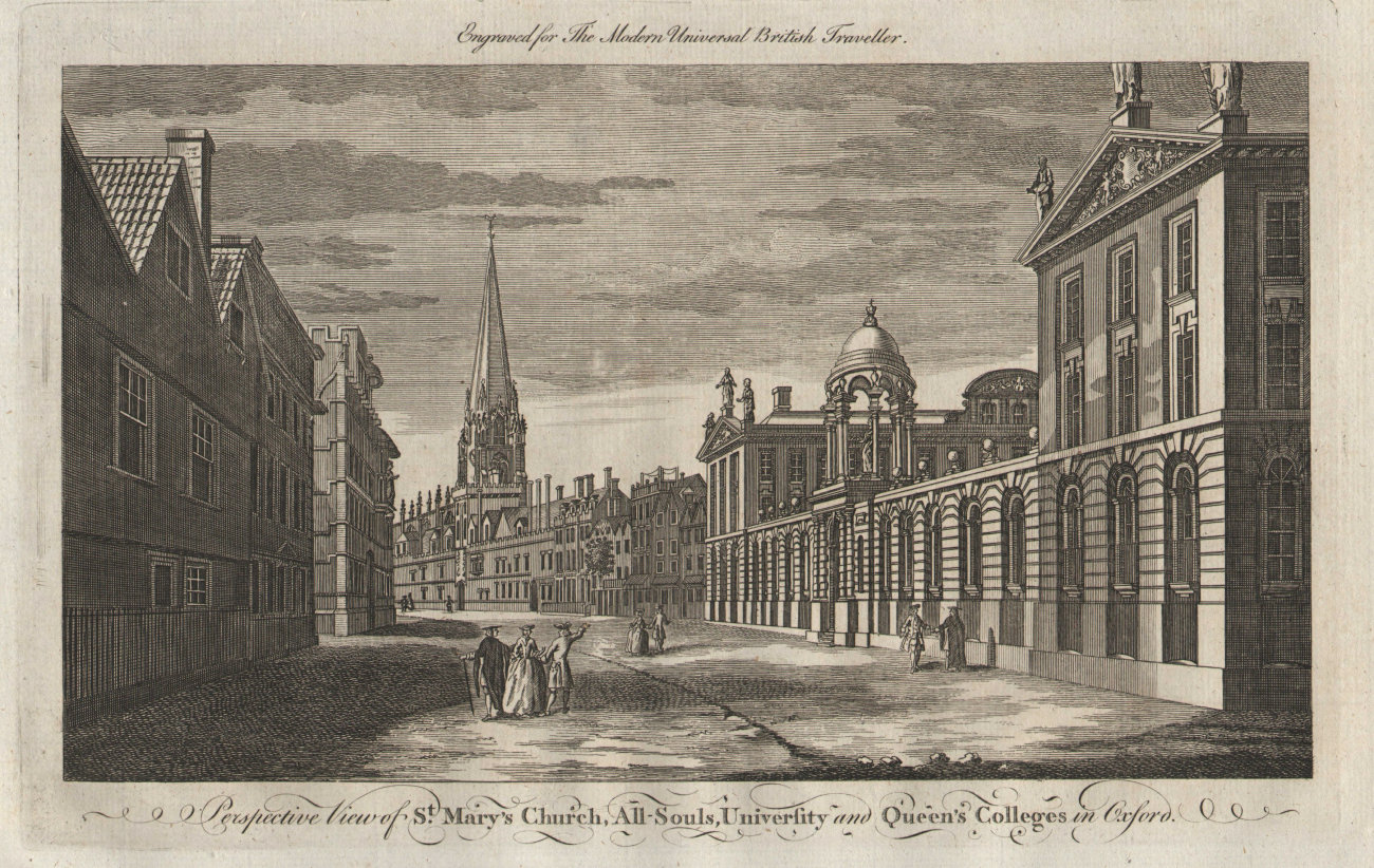 Oxford High Street. St. Mary's. All Souls, University & Queen's Colleges 1779