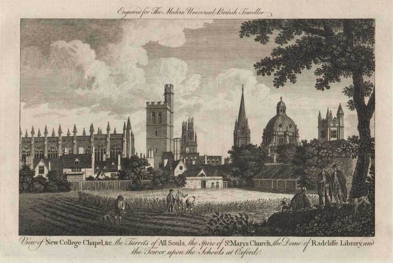 Oxford. New College Chapel, All Souls, St Mary's church & Radcliffe Library 1779