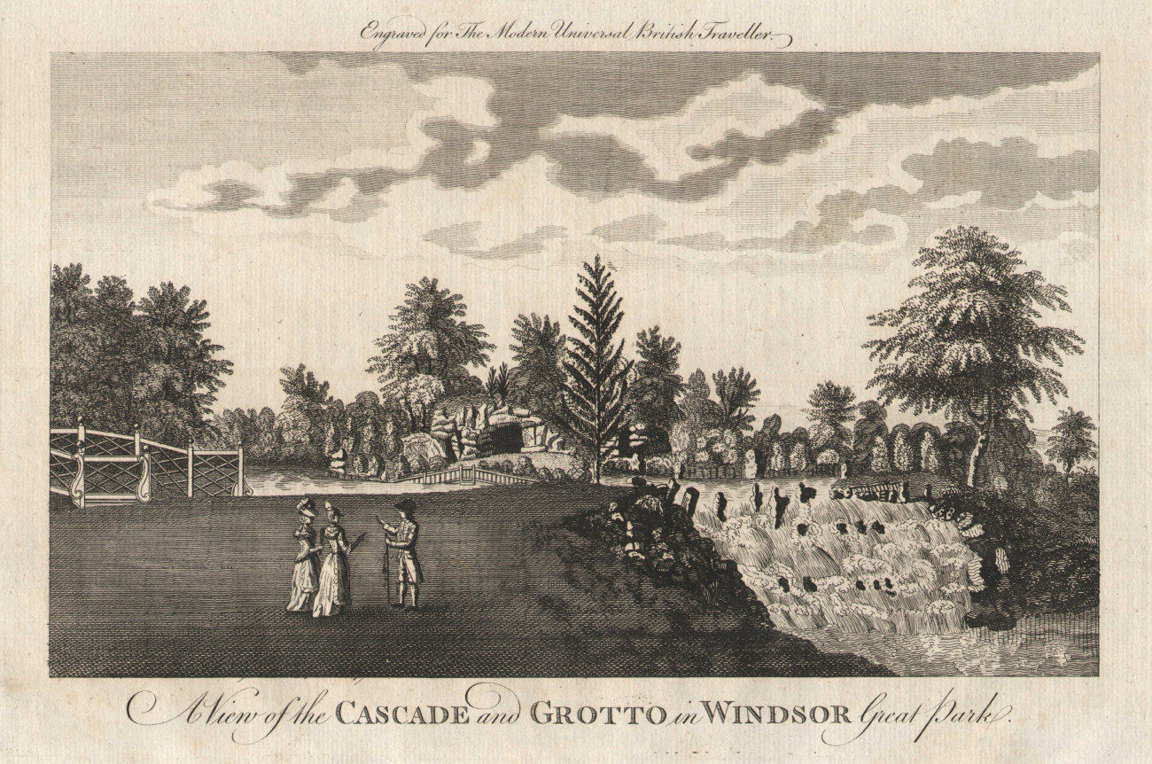 A view of the Cascade & Grotto in Windsor Great Park. Berkshire. BURLINGTON 1779