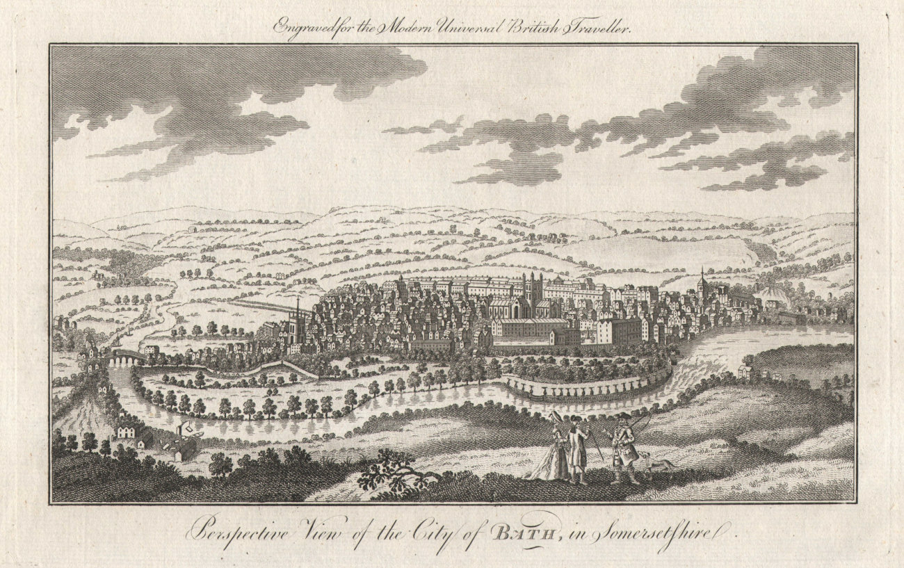 Associate Product Perspective view of the city of Bath in Somersetshire. BURLINGTON 1779 print