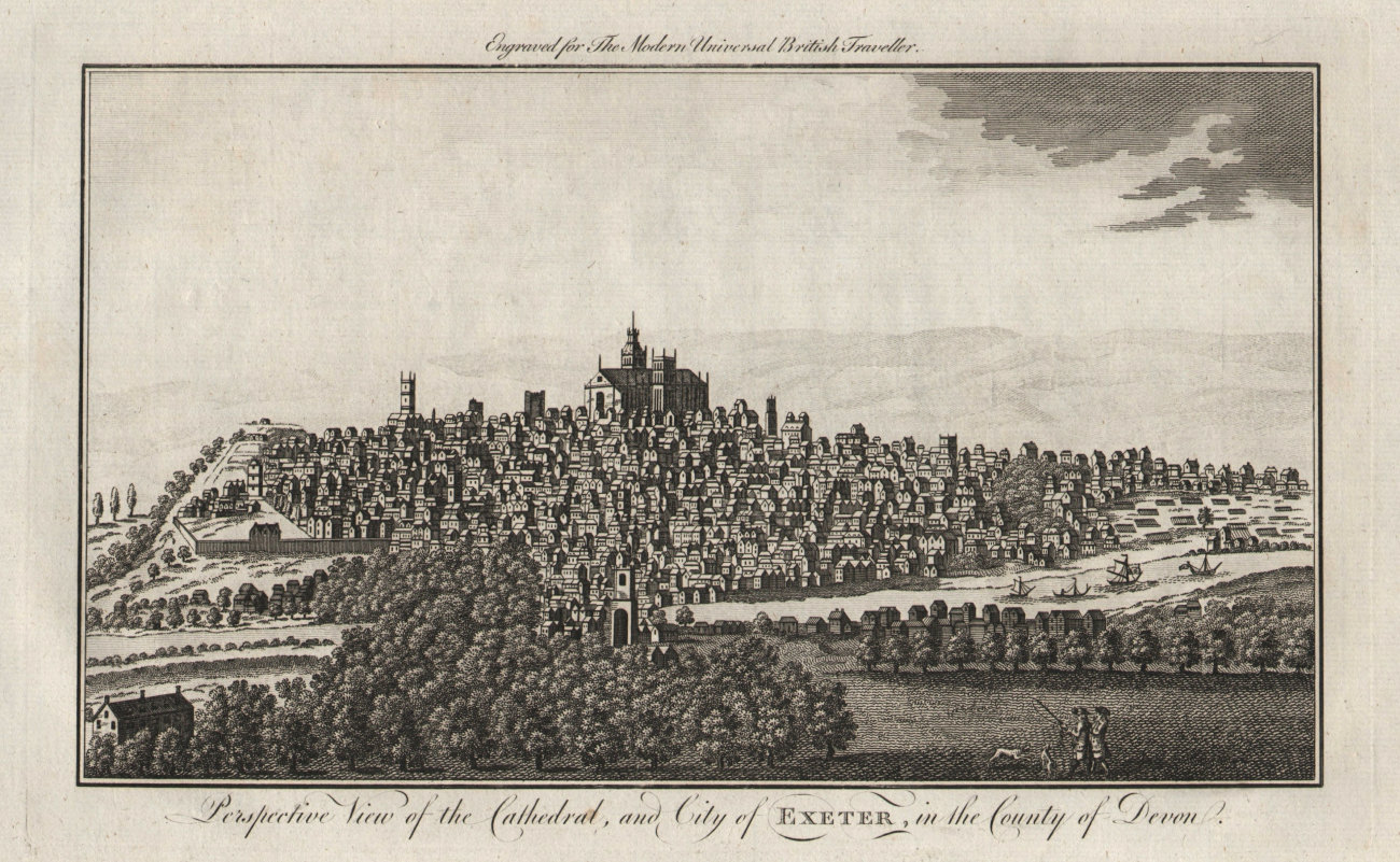 Associate Product Perspective view of the cathedral and city of Exeter, Devon. BURLINGTON 1779