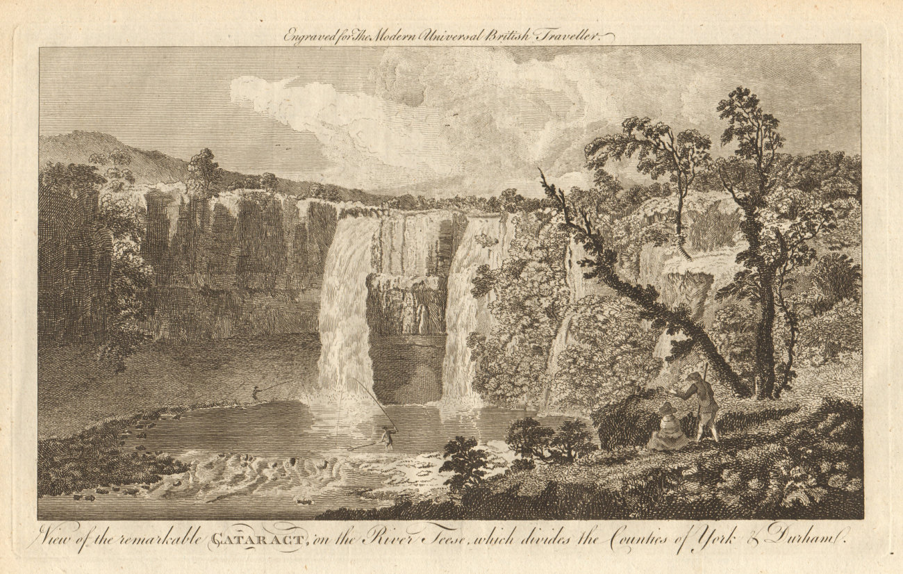 Associate Product High Force Waterfalls, River Tees, Durham. BURLINGTON 1779 old antique print