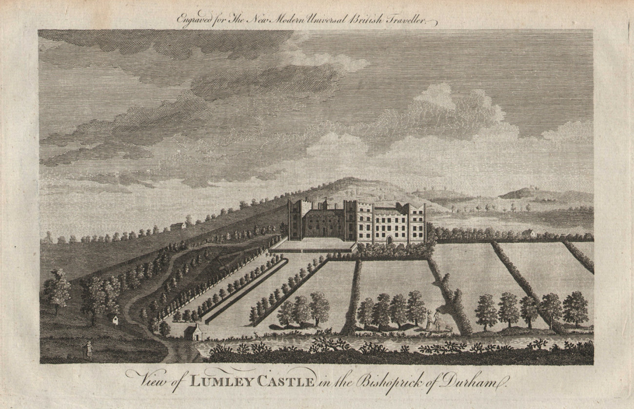 Associate Product View of Lumley Castle in the Bishoprick of Durham. BURLINGTON 1779 old print