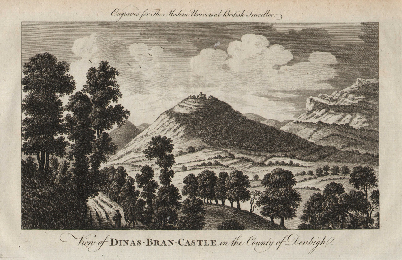 Associate Product Dinas Bran Castle, Llangollen, Denbighshire. LLEWELLYN REES 1779 old print