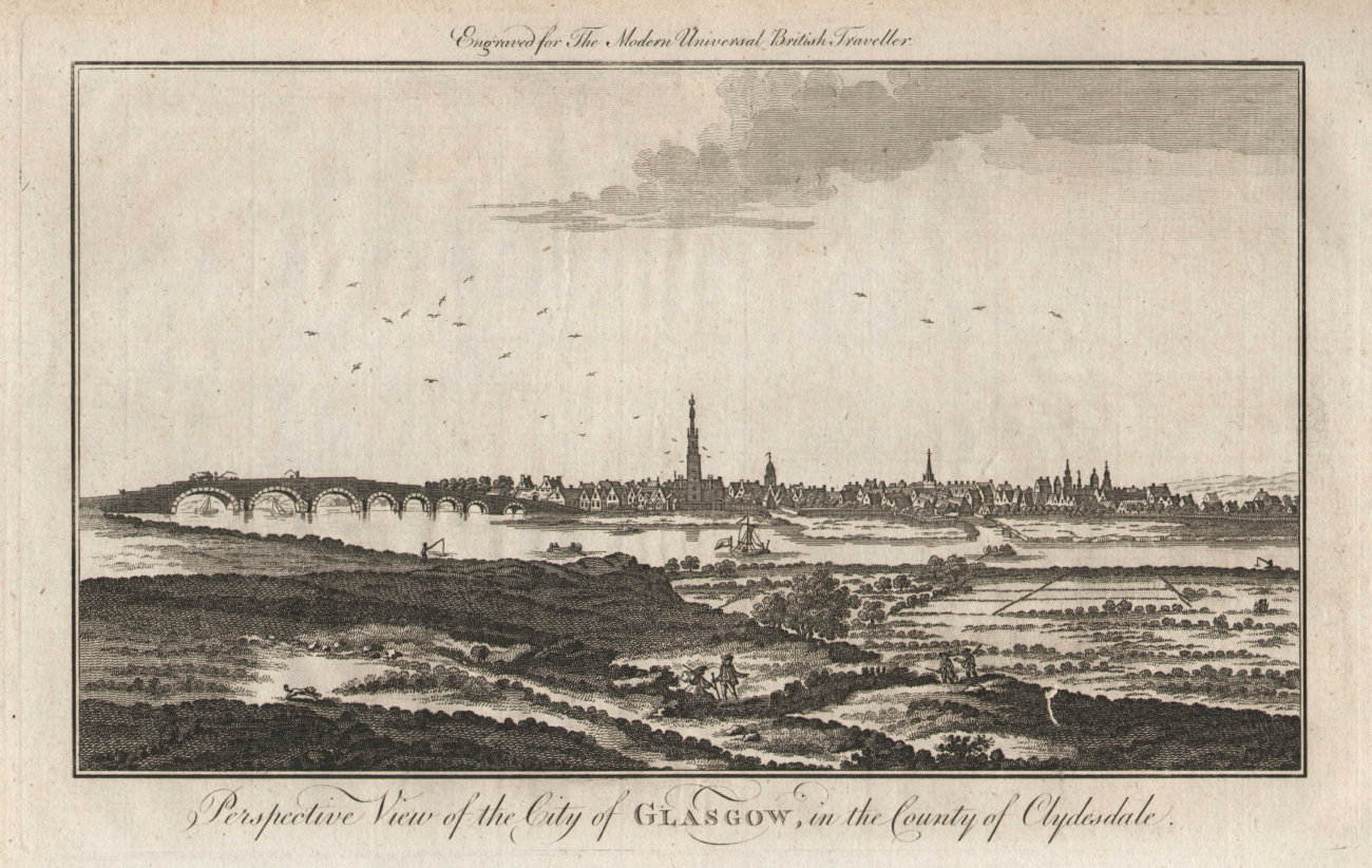 Perspective view of the City of Glasgow, Scotland. MURRAY 1779 old print