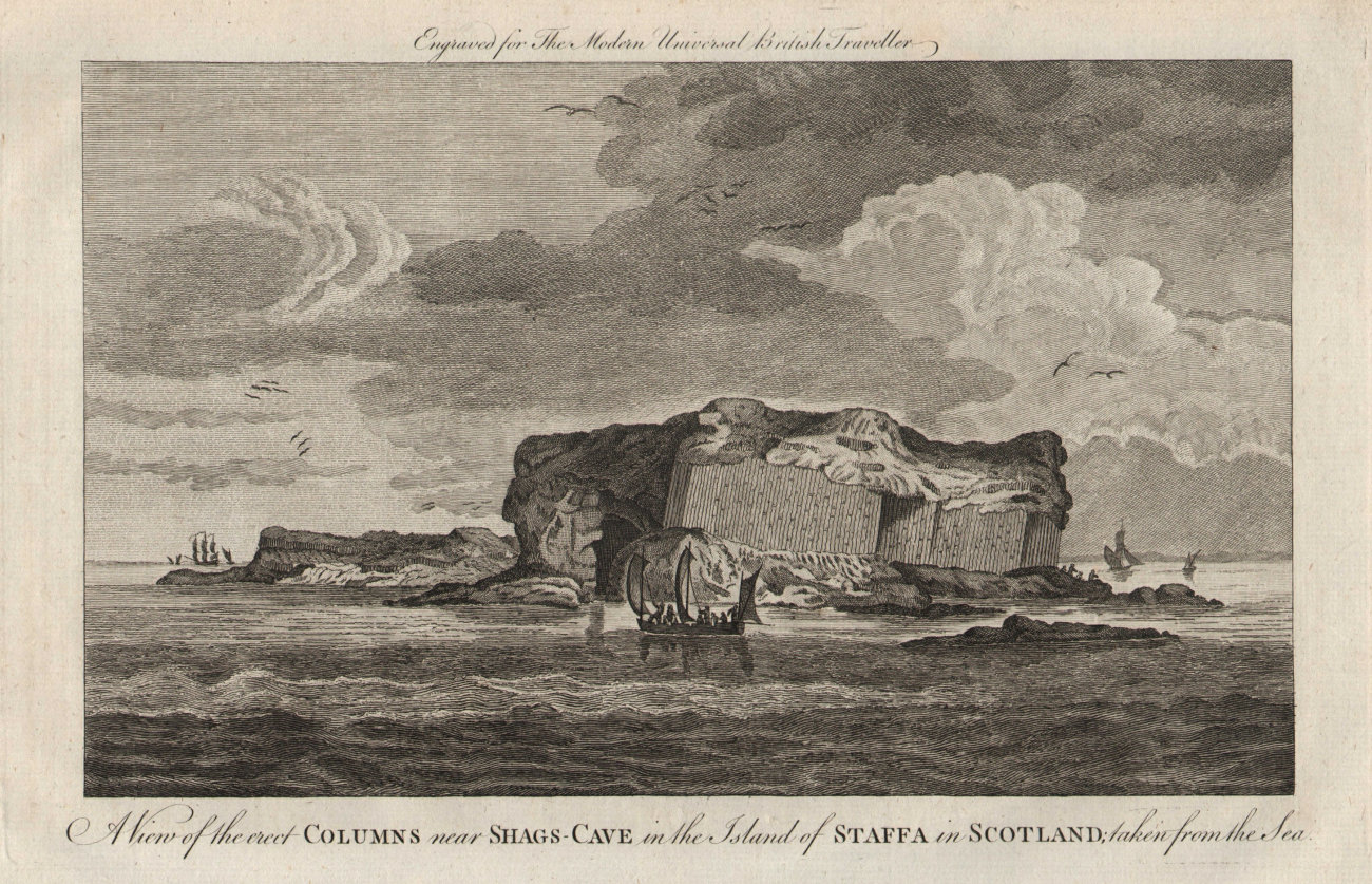 Associate Product Shag's (Fingal's) Cave, island of Staffa, Scotland, from the sea. MURRAY 1779