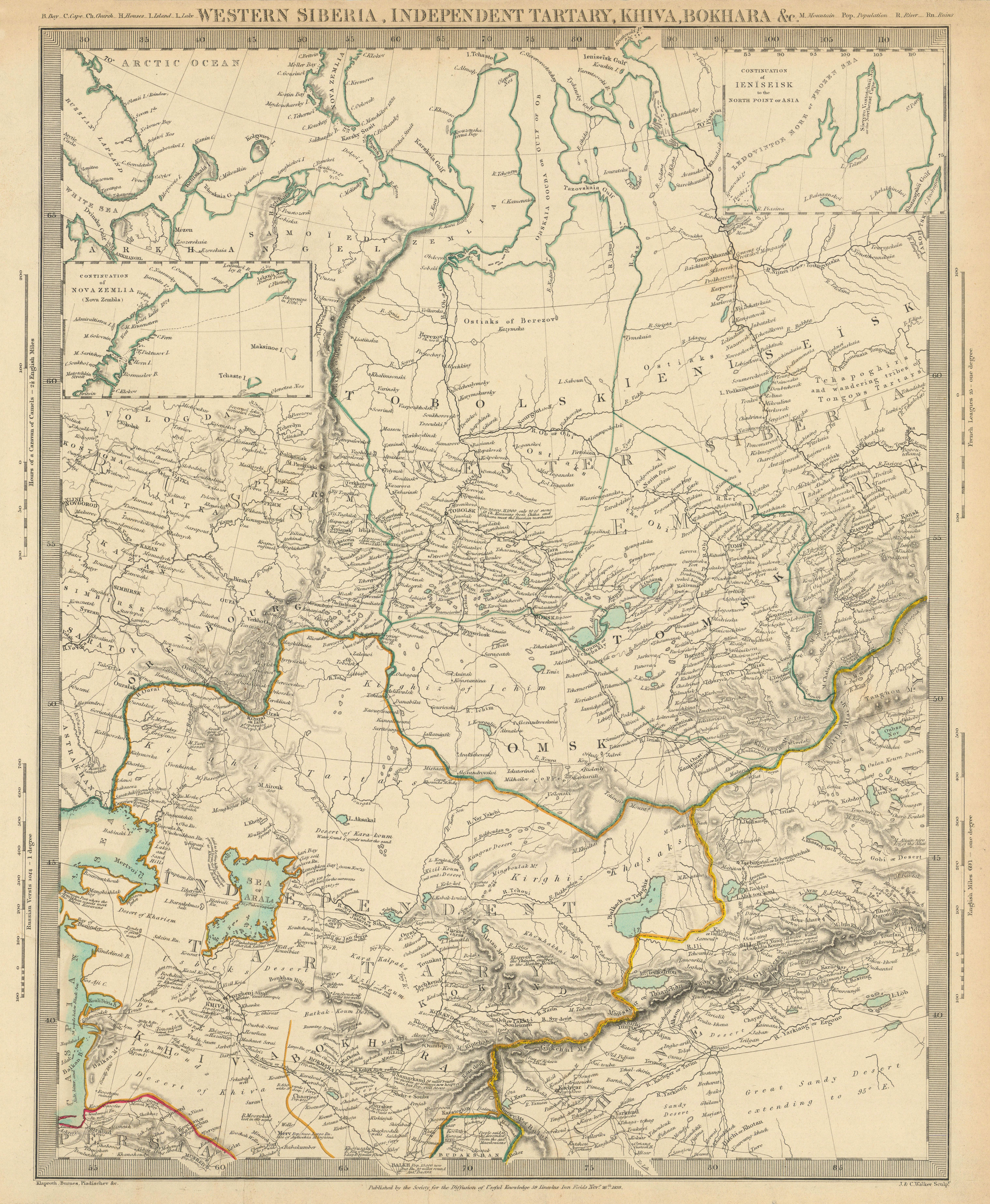 Associate Product CENTRAL ASIA Western Siberia Bukhara Khiva Independent Tartary SDUK 1844 map