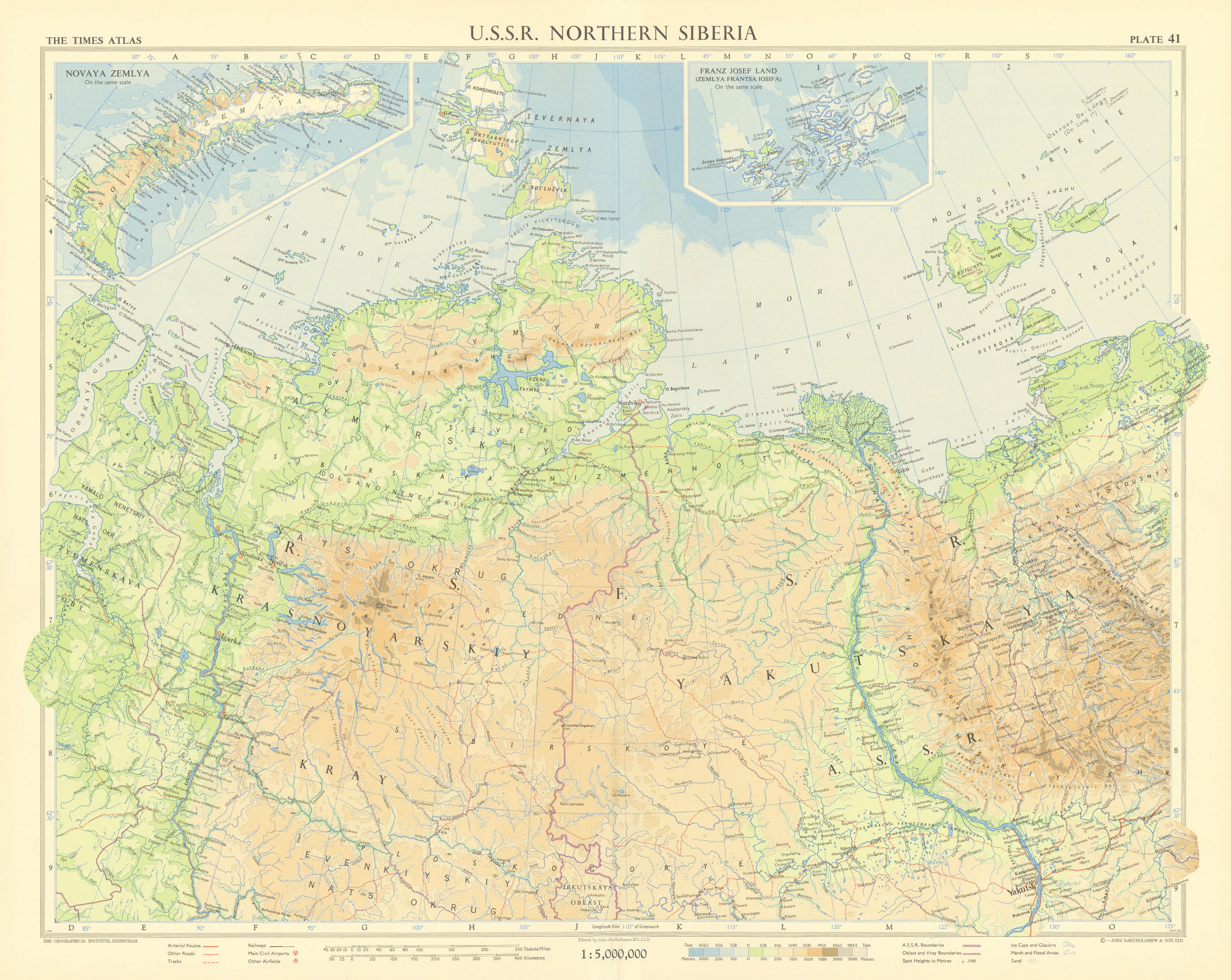 Associate Product USSR Northern Siberia & Arctic. Novaya Zemlya. Russia. TIMES 1959 old map
