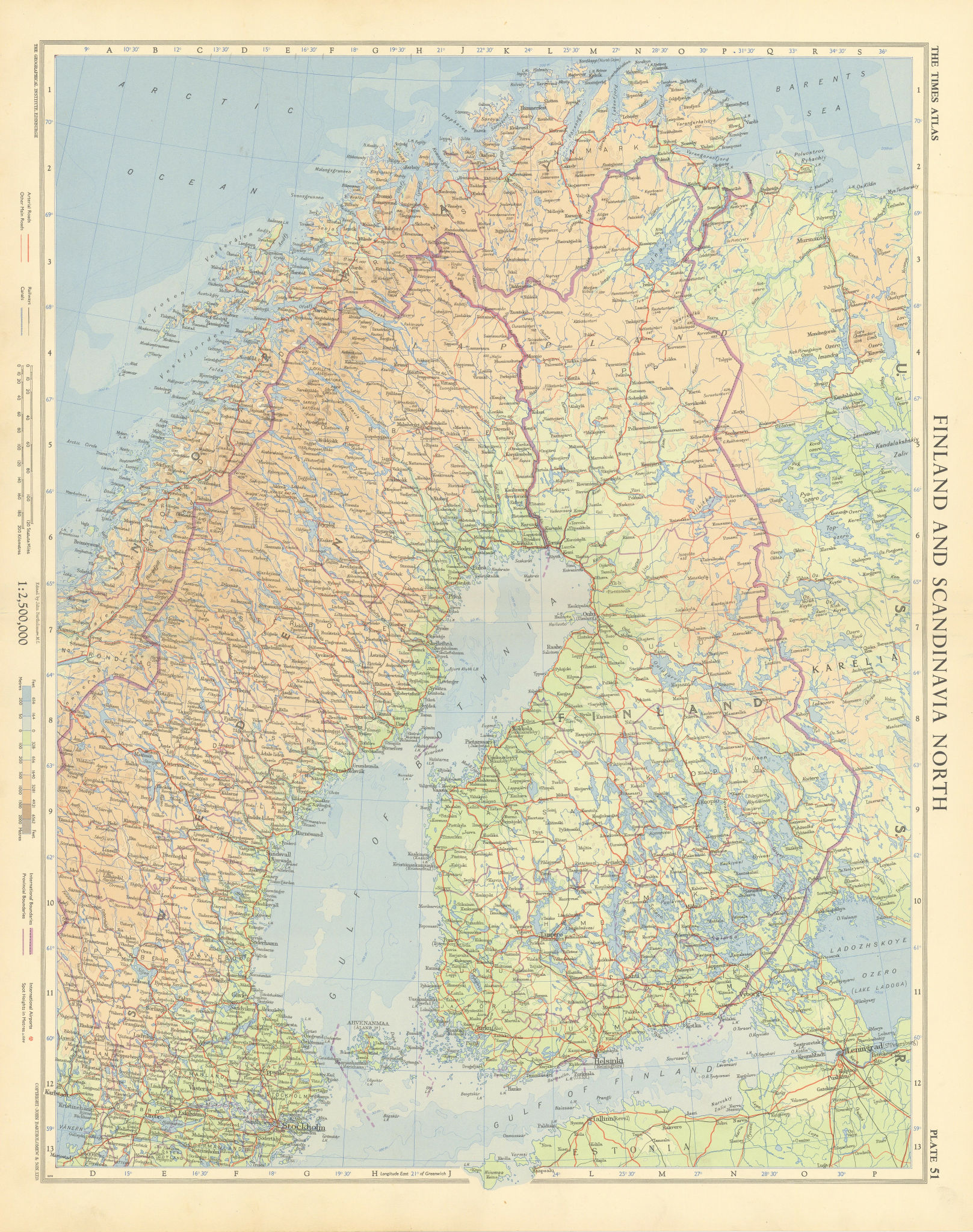 Finland & northern Scandinavia. Sweden & Norway. Gulf of Bothnia. TIMES  1955 map