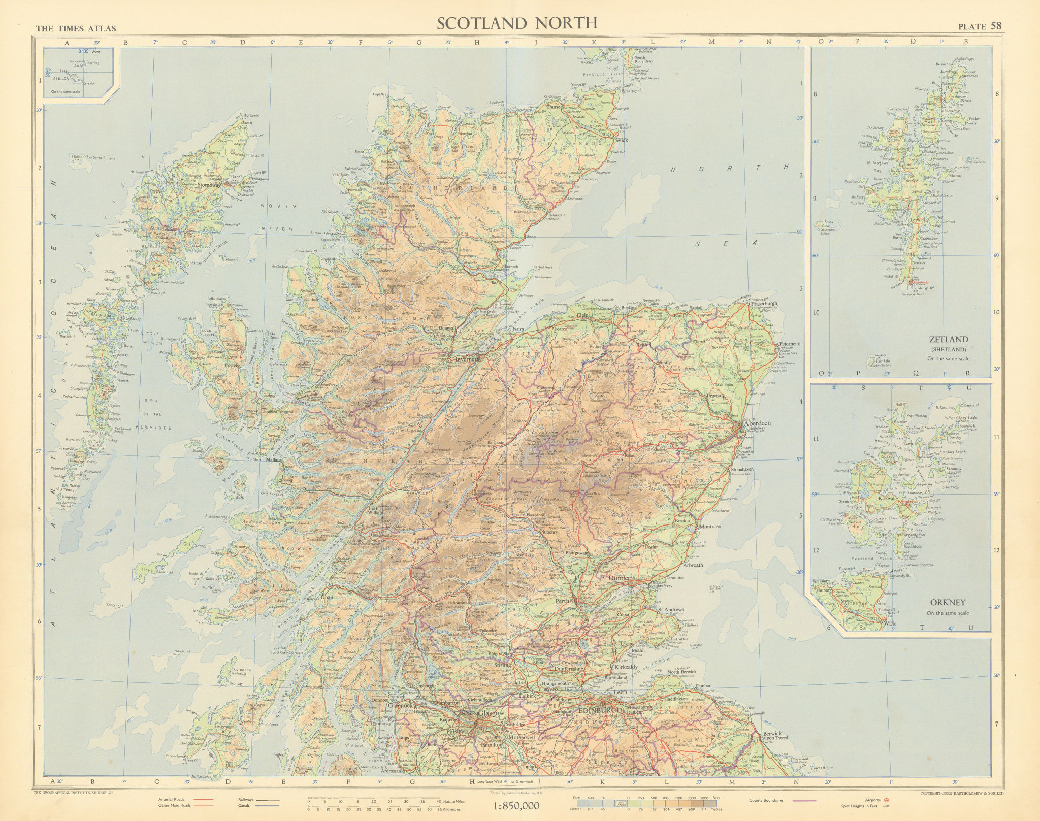 Associate Product Northern Scotland. Highlands & Islands. Shetland & Orkneys. TIMES 1955 old map