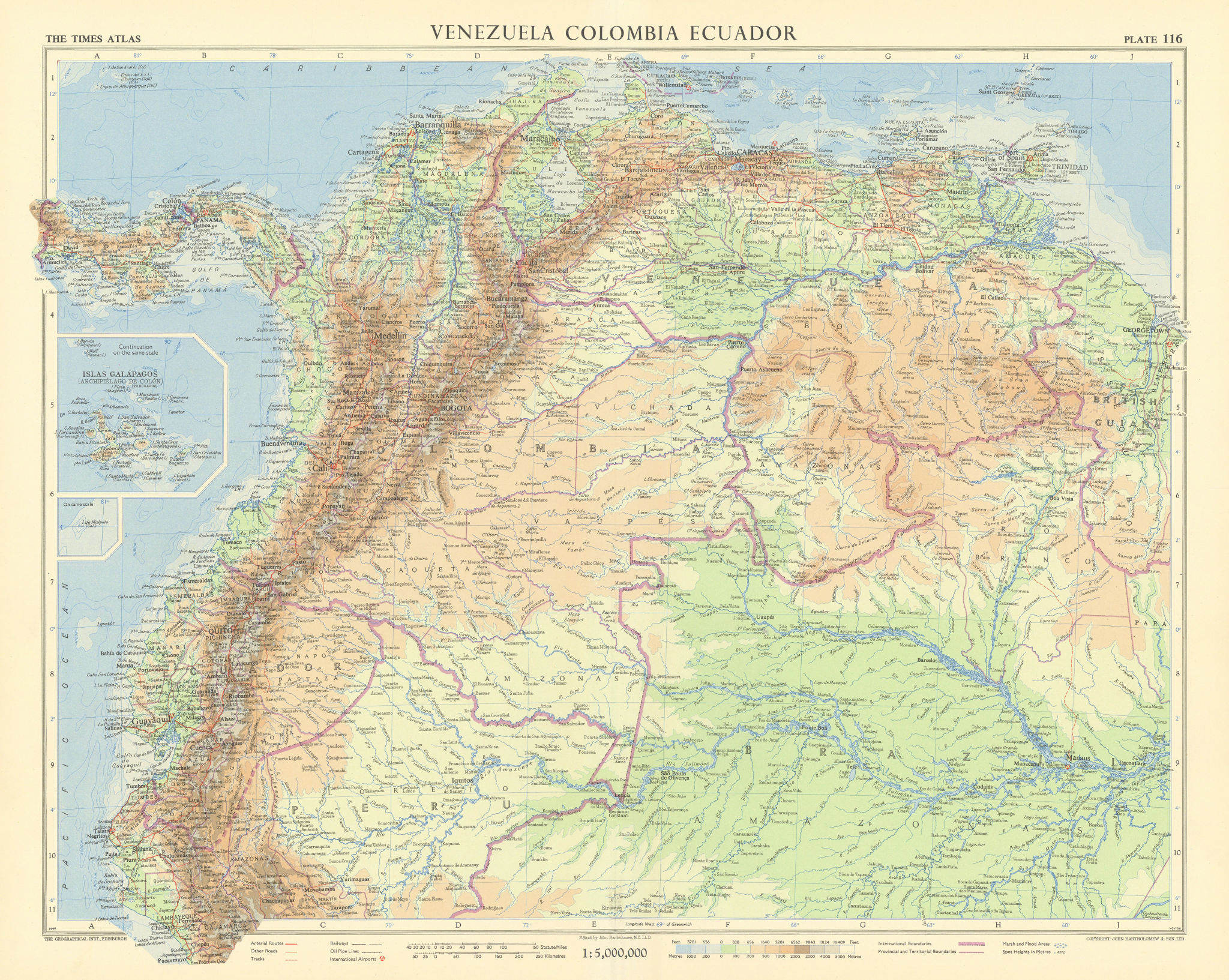 Associate Product Venezuela Colombia Ecuador Amazonia. Northern Andean States. TIMES 1957 map