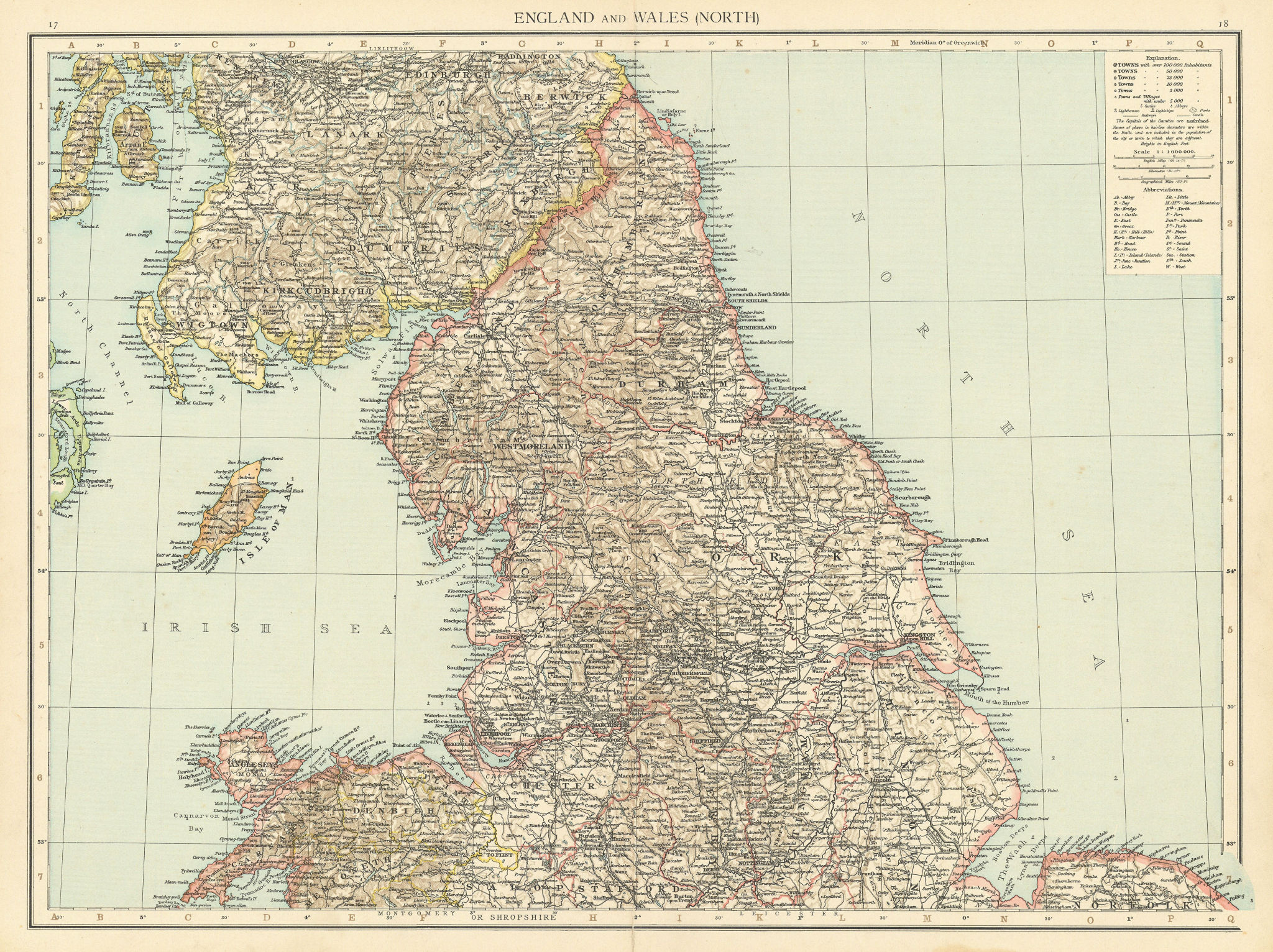 Associate Product England & Wales North. Yorkshire Lancashire Cumbria Lincs. THE TIMES 1895 map