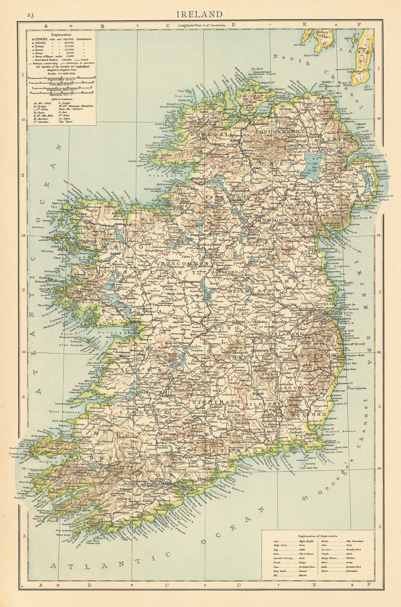 Associate Product Ireland. THE TIMES 1895 old antique vintage map plan chart