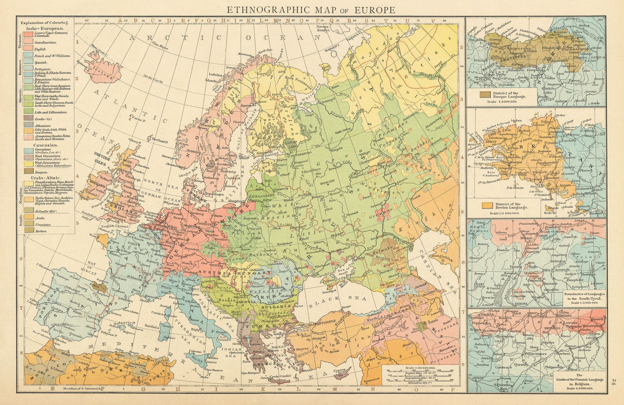 Associate Product Europe Ethnographic map. Breton Basque Flemish Sudtyrol Languages. TIMES 1895