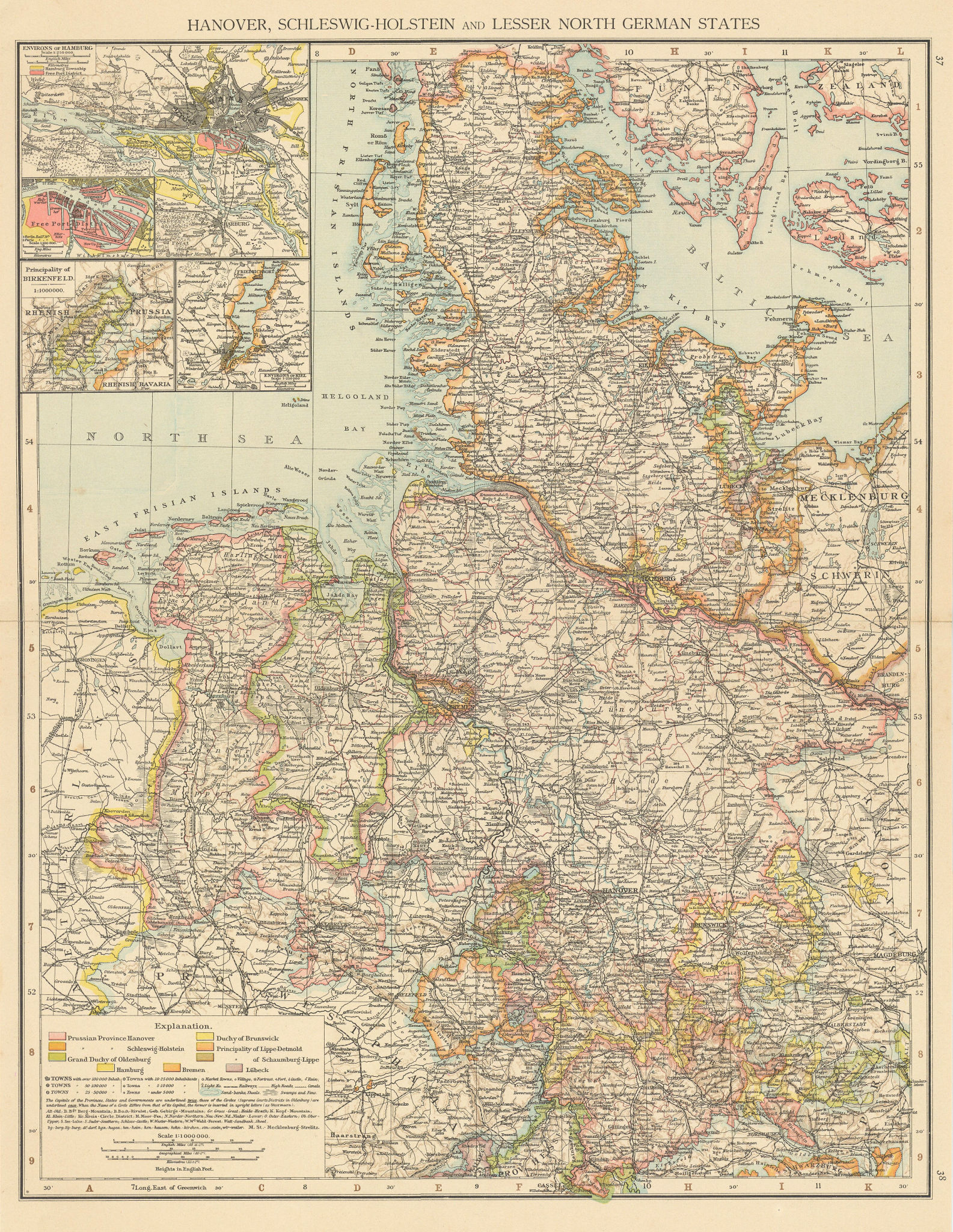 Associate Product Northern Germany. Schleswig-Holstein. Hamburg. Lower Saxony. THE TIMES 1895 map