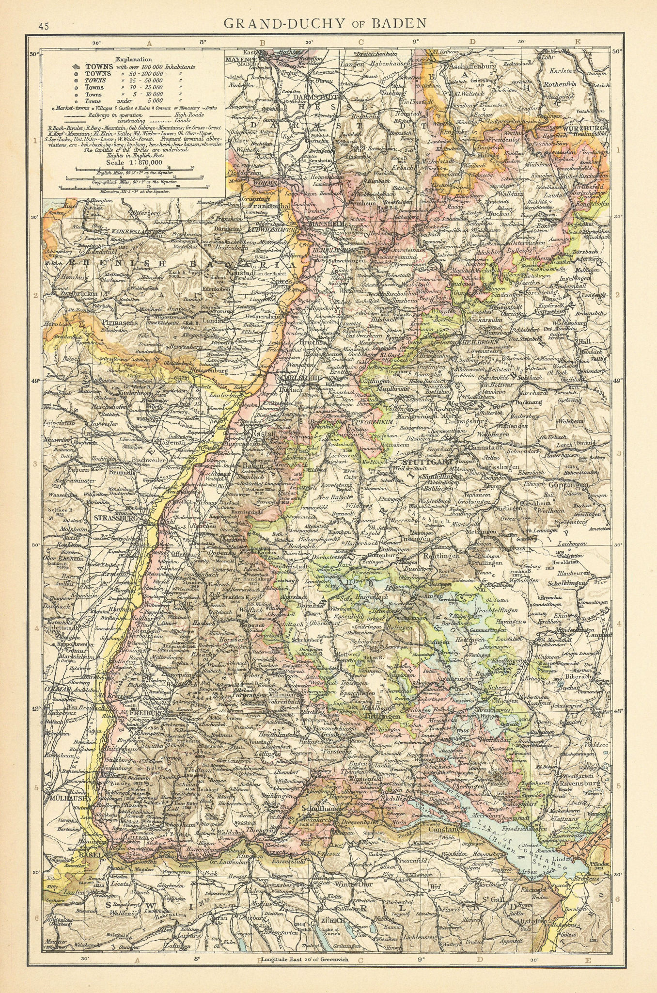 Associate Product Grand-Duchy of Baden. THE TIMES 1895 old antique vintage map plan chart