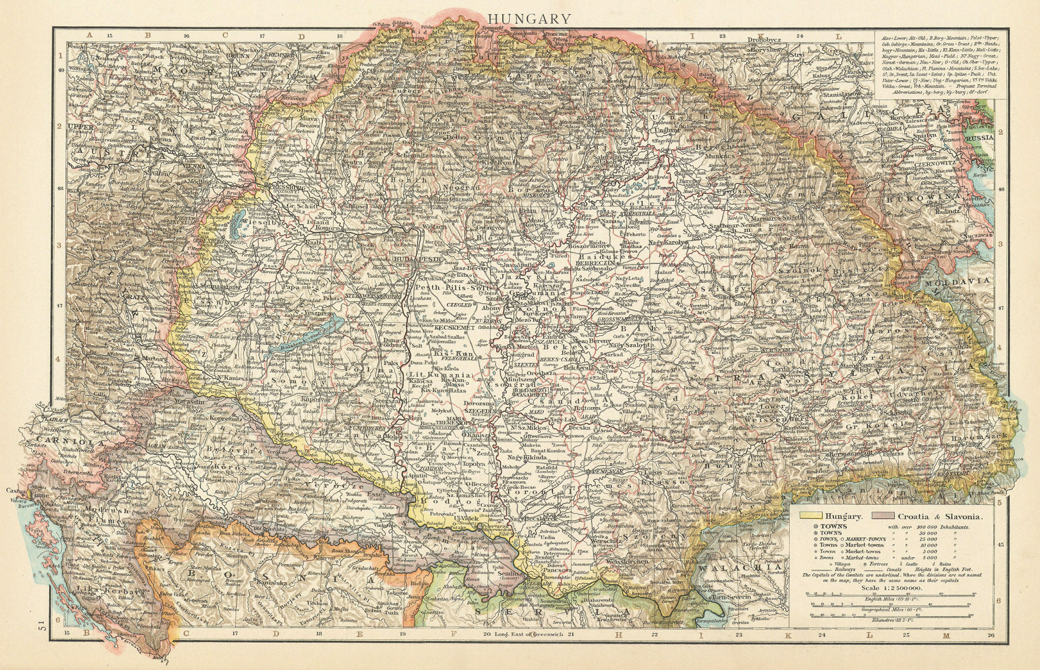 Associate Product Hungary, Croatia & Slavonia. Slovenia. THE TIMES 1895 old antique map chart