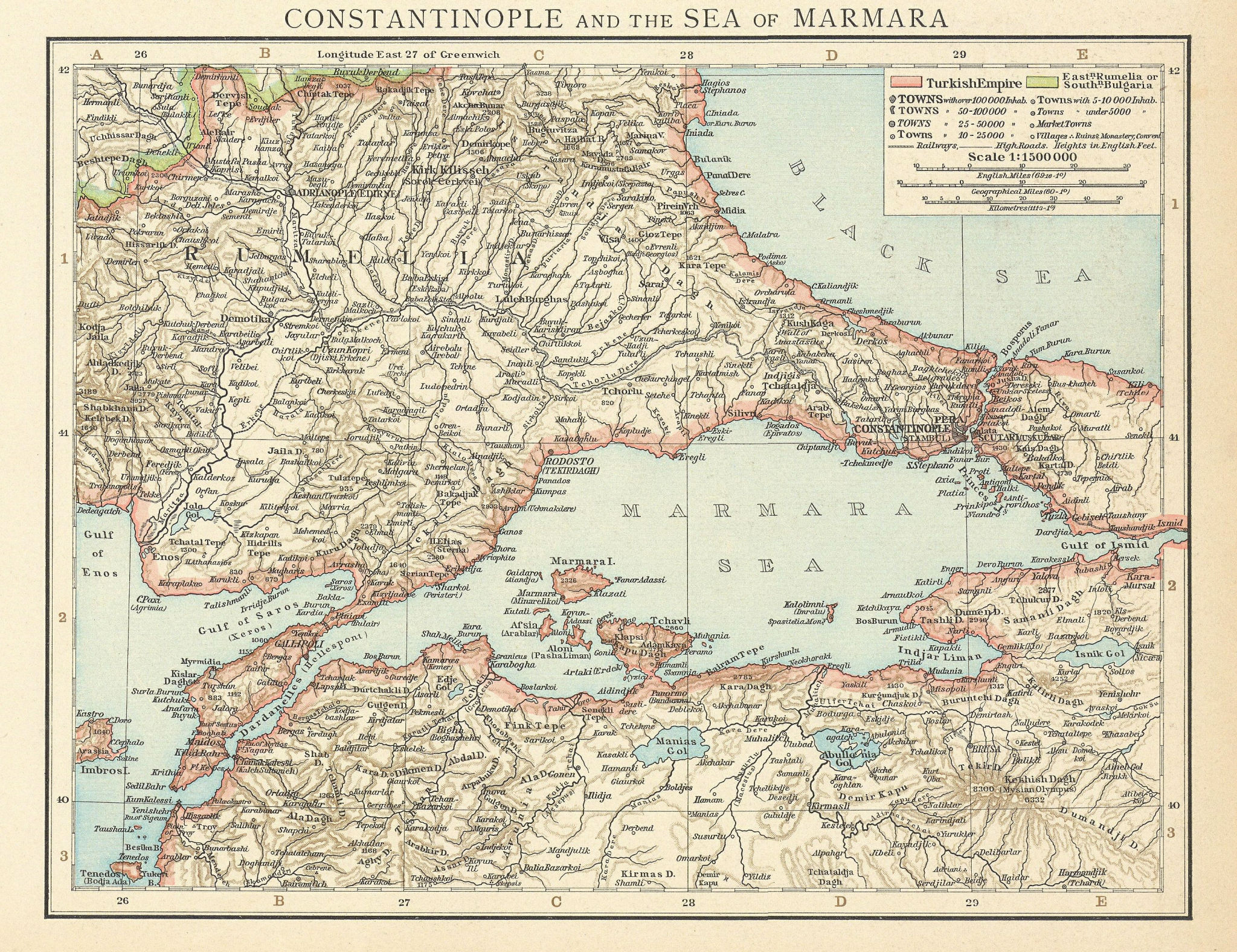 Associate Product Constantinople & sea of Marmara. Istanbul. Dardanelles. Rumelia. TIMES 1895 map