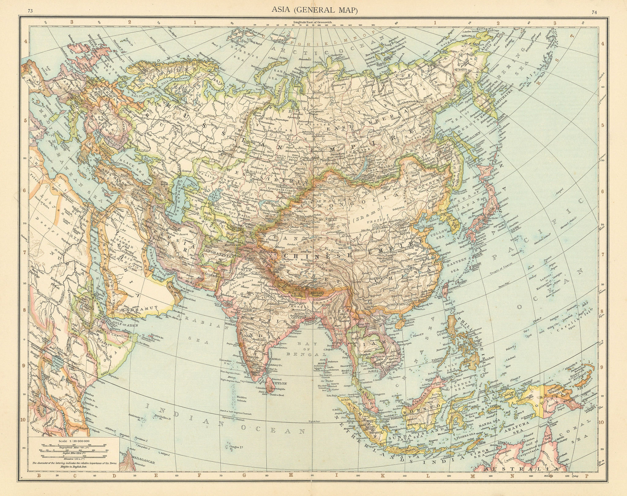 Asia. Persia Hadramut British India Siam Annam Chinese Empire. TIMES 1895 map