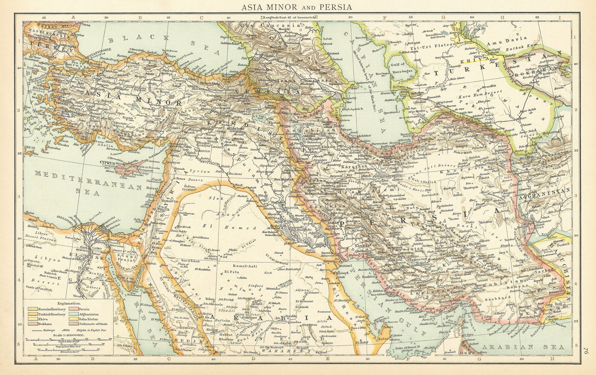 Asia Minor & Persia. Middle East. Turkey Iran Iraq Arabia. THE TIMES 1895 map
