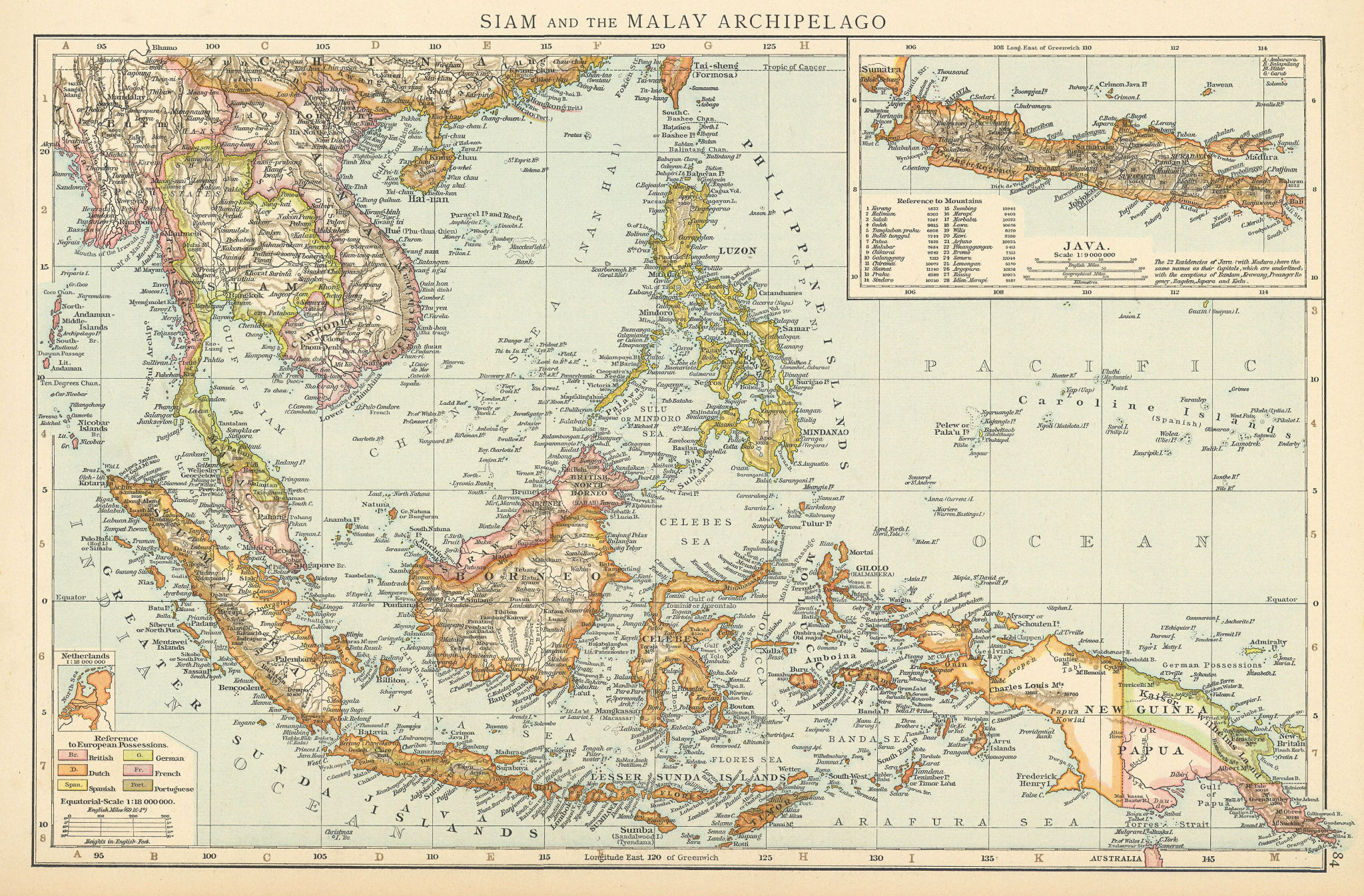 Associate Product Siam and the Malay Archipelago. Indonesia Indochina Philippines. TIMES 1895 map