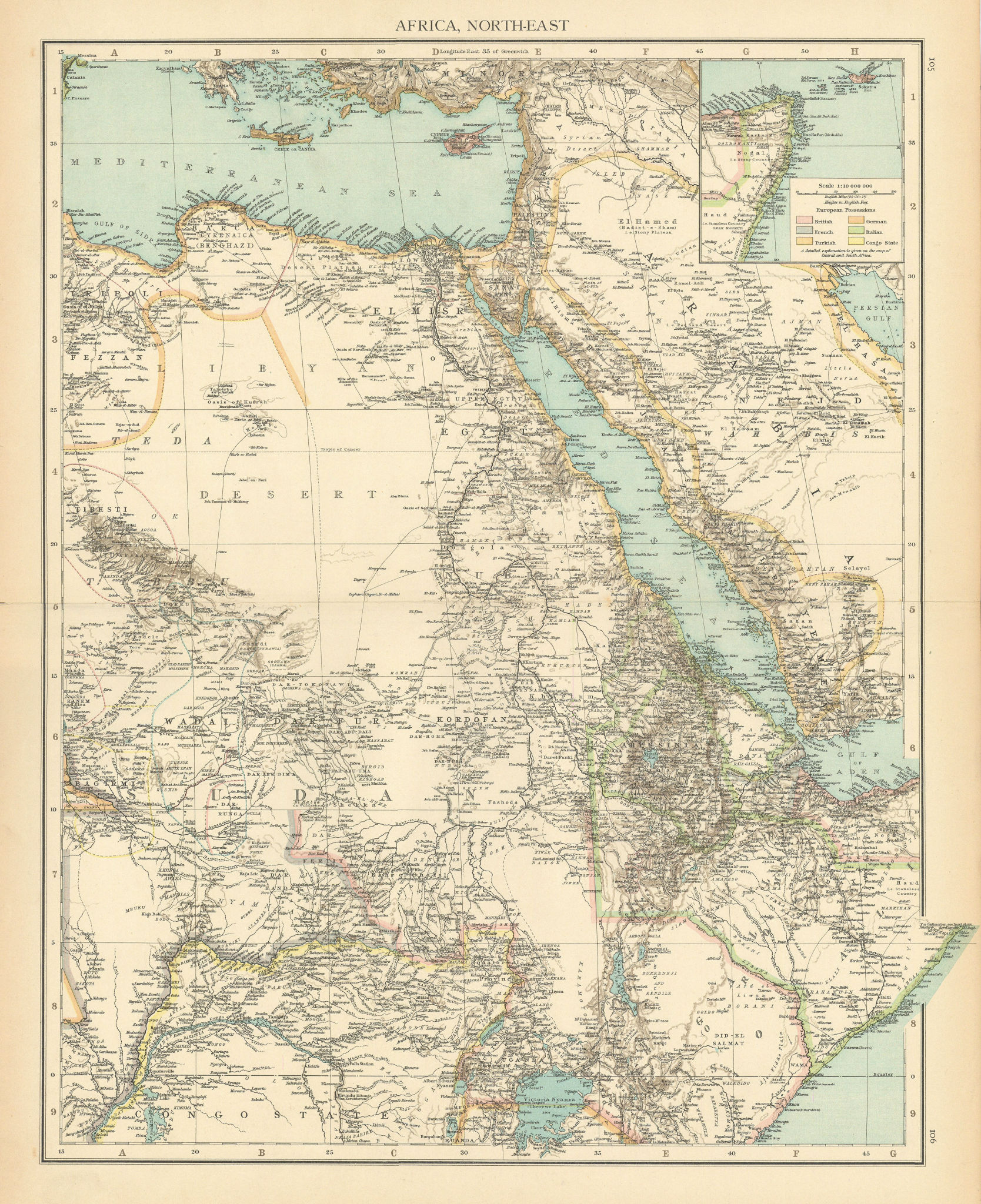 Associate Product Colonial Africa North-East. Hejaz Kenya Abyssinia Sudan. THE TIMES 1895 map