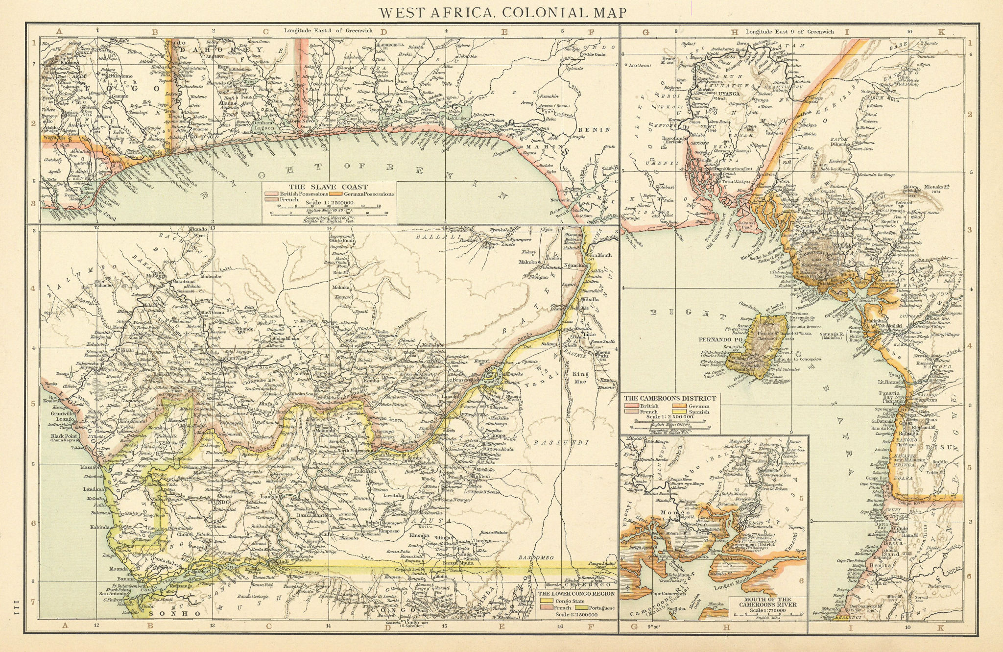 Associate Product Colonial West Africa. Nigeria Cameroon Congo. British German. TIMES 1895 map