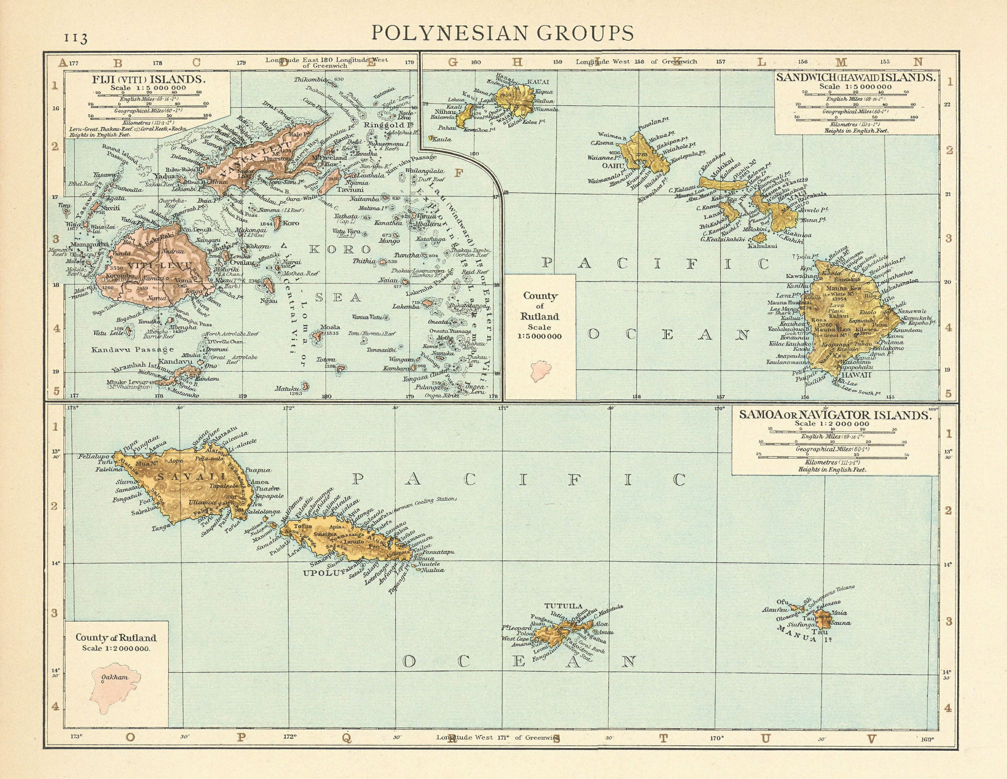 Associate Product Polynesia. Fiji, Hawaiian & Samoan islands. Vanua/Viti-Levu. THE TIMES 1895 map